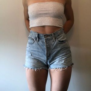 Aritzia denim forum Yoko short, light wash cutoffs